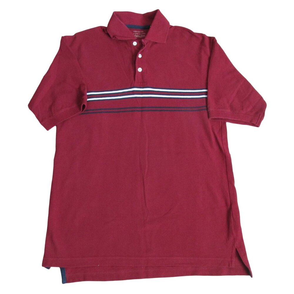 St Johns Bay Golf Polo Shirt Mens Small Red Striped Short Sleeve Collared Top